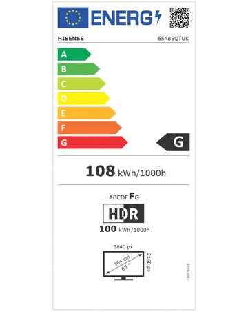 Hisense 65A85QTUK 65in OLED 4K Ultra HD HDR Smart TV