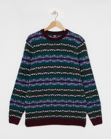 Burgundy Crew Neck Fairisle Jumper