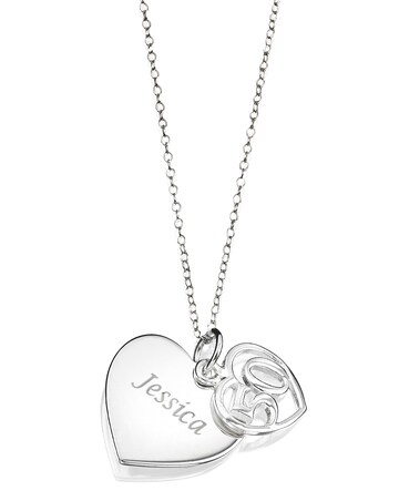 Sterling Silver Personalised Double Heart Special Age Pendant