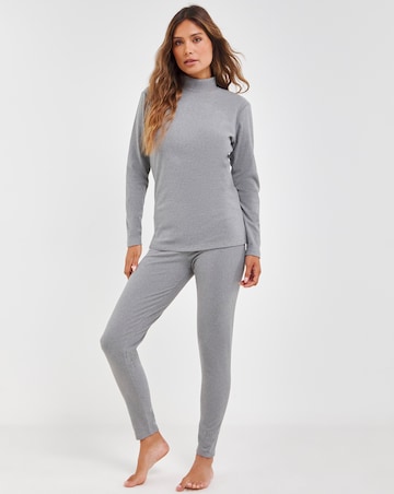 Pretty Secrets Thermal Brushed Fleece Turtle Neck Long Sleeve Top - Grey