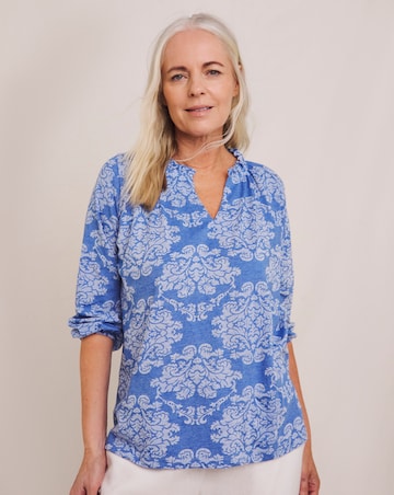 Julipa Blue Lightweight Burn Out Jersey Top