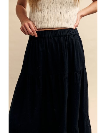 Nobody's Child Black Linen-blend Tiered Maxi Skirt