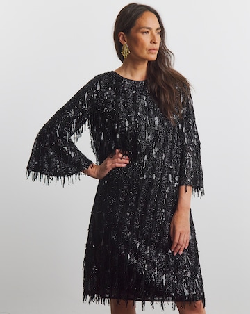 Joanna Hope Sequin Tassle Shift Dress