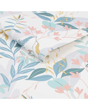 Fresco Inky Tropical Leaf Indigo and Ochre Wallpaper