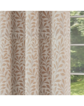 Sherwood Leaf Jacquard Lined Curtains - Natural