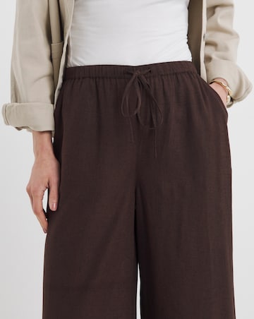 Chocolate Linen Mix Wide Leg Trouser