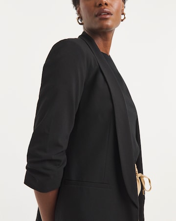Black Ruched Sleeve Blazer