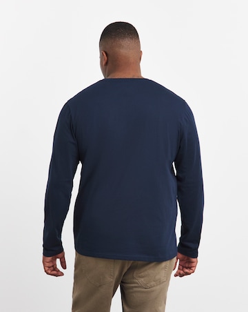 Long Sleeve Crew Neck T-shirt Long Length- Navy