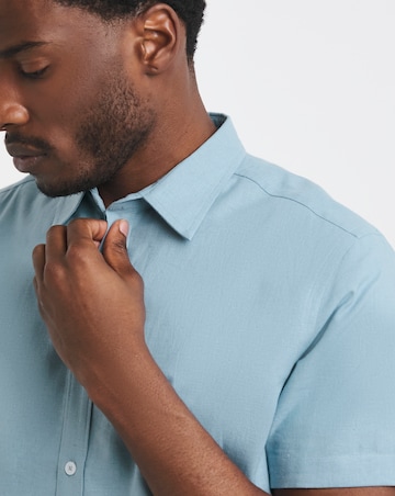Short Sleeve Linen Blend Shirt