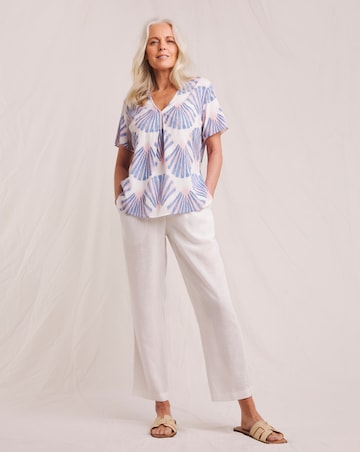 Julipa Printed Crinkle Short Sleeve Top