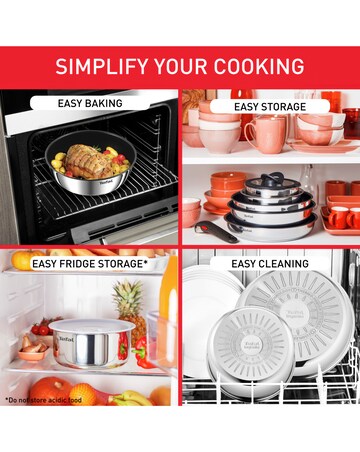 Tefal Ingenio Cook Eat 4 Piece Stainless Steel Pan Set