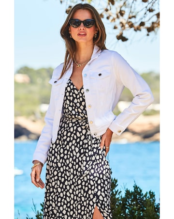 Sosandar Denim Jacket with Silver Button Detail