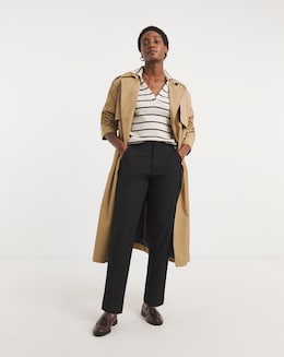 Black Stretch Twill Tapered Trousers