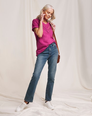 Julipa Pure Cotton Lace Trim T-Shirt