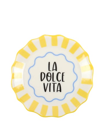 Yellow Striped La Dolce Vita Ceramic Trinket Dish