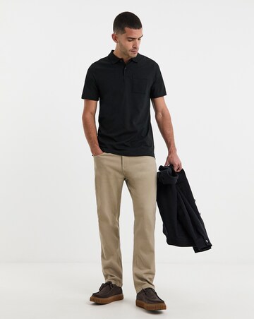 Pure Cotton Jersey Pocket Polo Long Length- Black