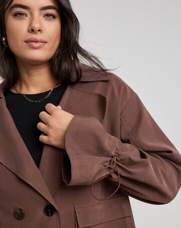 Simply Be Brown Drape Cropped Trench