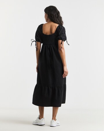 Simply Be Black Midi Shirred Denim Smock Dress