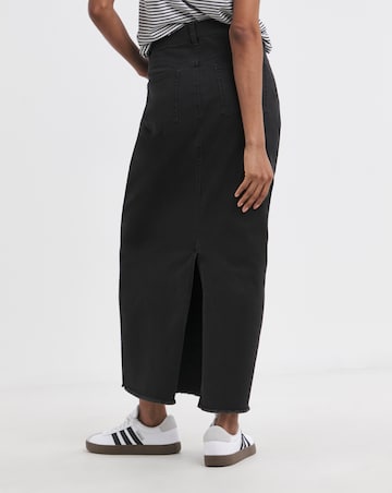 24/7 Black Maxi Denim Skirt