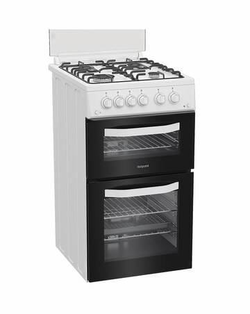 Hotpoint HDG5GCW 50cm Gas Double Cooker - White + installation