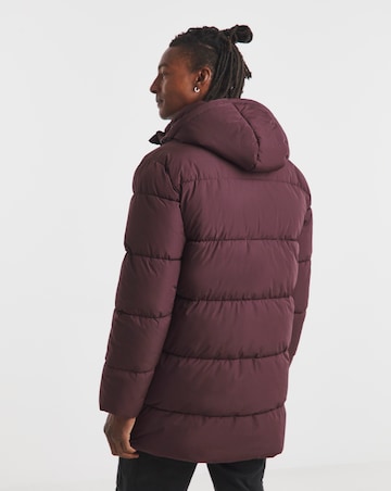 Burgundy Mid Length Puffer Jacket