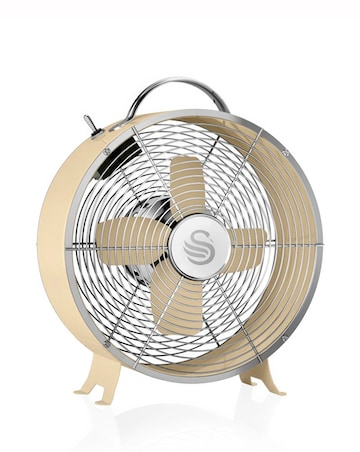 Swan 8'' Retro Clock Fan - Cream