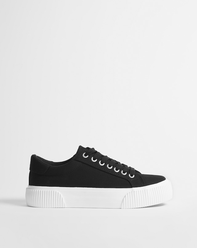 Sicilly Canvas Trainers Chunky Ribbed Sole - Wide Fit (E)