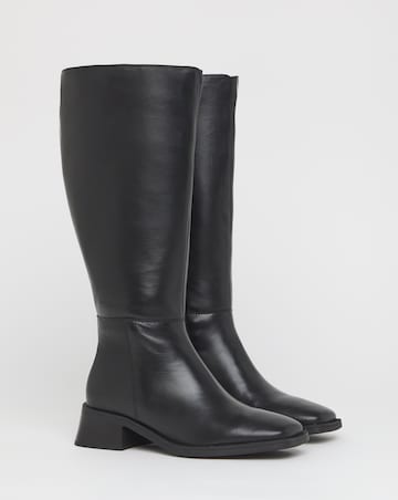 Cressida Block Heel Leather Knee Boots - Extra Wide Fit (EEE) & Super Curvy Calf