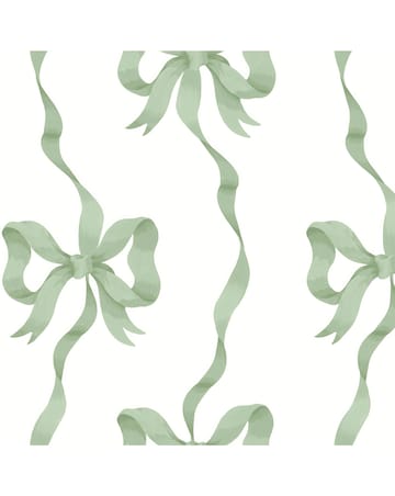 Cath Kidston Ribbon Bow Sage Wallpaper