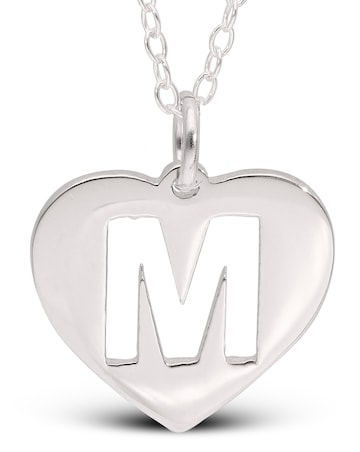 Sterling Silver Initial Heart Pendant on 18 Inch Chain