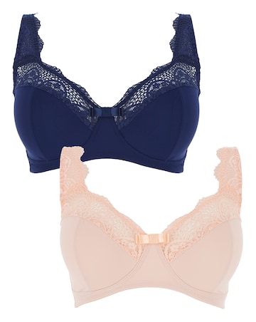Pretty Secrets (2 Pack) Lottie Micro Non Wired Bras (B-F) Navy/Blush