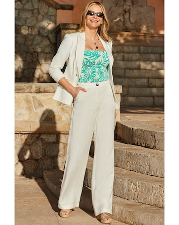 Sosandar Ivory Linen Wide Leg Trousers