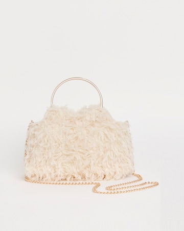 Joanna Hope Faux Feather Grab Clutch Bag