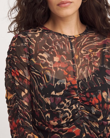 Midi Mesh Dress with Long Sleeves