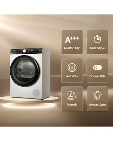 Hisense 3S Series DH3S902BW3 WiFi-enabled 9kg Heat Pump Tumble Dryer - White