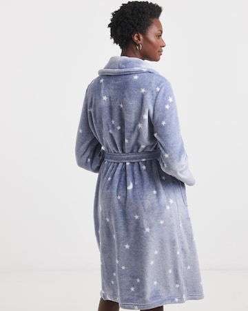 Supersoft Dressing Gown Moon & Stars Print Blue