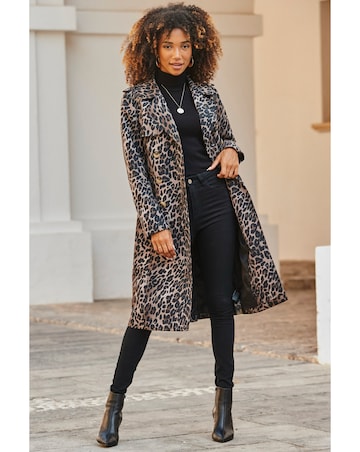 Sosandar Animal Print Trench Coat