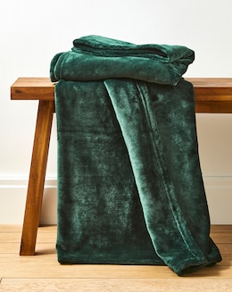 Plush Fleece Throw - Forest Green