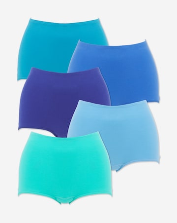 Pretty Secrets (5 Pack) Cotton Comfort Short Knickers Blue Multi