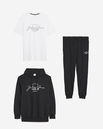 Jack & Jones Ferris Tracksuit and T-Shirt Triple Set - Black