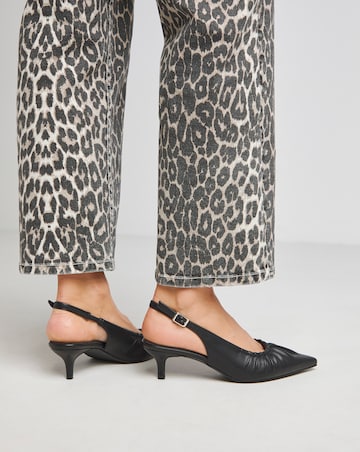 Tilda Ruched Front Kitten Heel Slingback Shoes - Wide Fit (E)