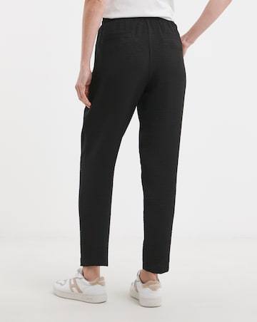 Black Textured Tapered Pull On Trouser