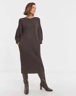 Textured Jersey Drop Shoulder Midi Dress