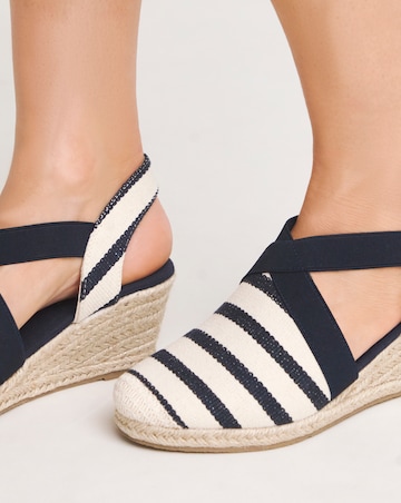 Cassie Crossover Elasticated Espadrille Sandals - Extra Wide Fit (EEE)