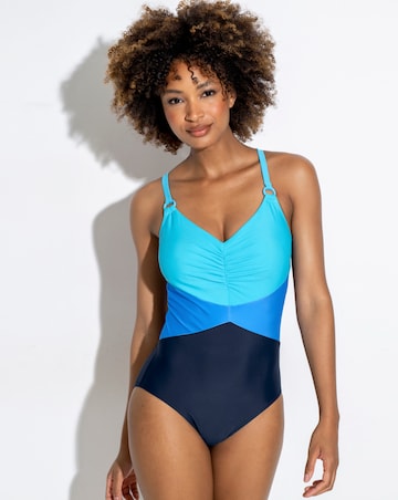 Pour Moi Brighton V Neck Tummy Control Swimsuit Aqua Tropic