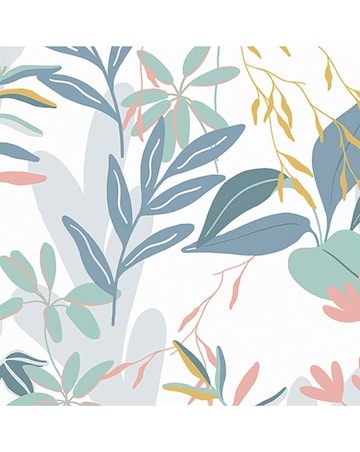 Fresco Inky Tropical Leaf Indigo and Ochre Wallpaper