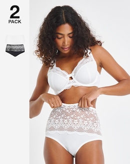 Pretty Secrets (2 Pack) Lottie Lace Full Brief Knickers Black/White