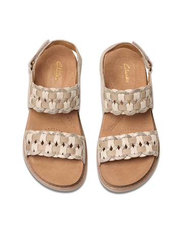 Clarks Metallic Arwell Glide Woven Strap Leather Sandal Standard Fit