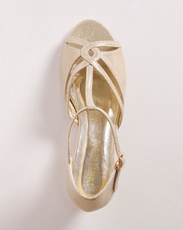 Closed Back T Bar Wedge Occasion Sandal - Wide Fit (E)