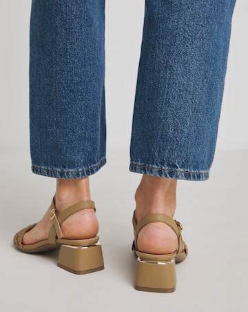 Lunar Woven Low Block Heel Sandals - Wide Fit (E)